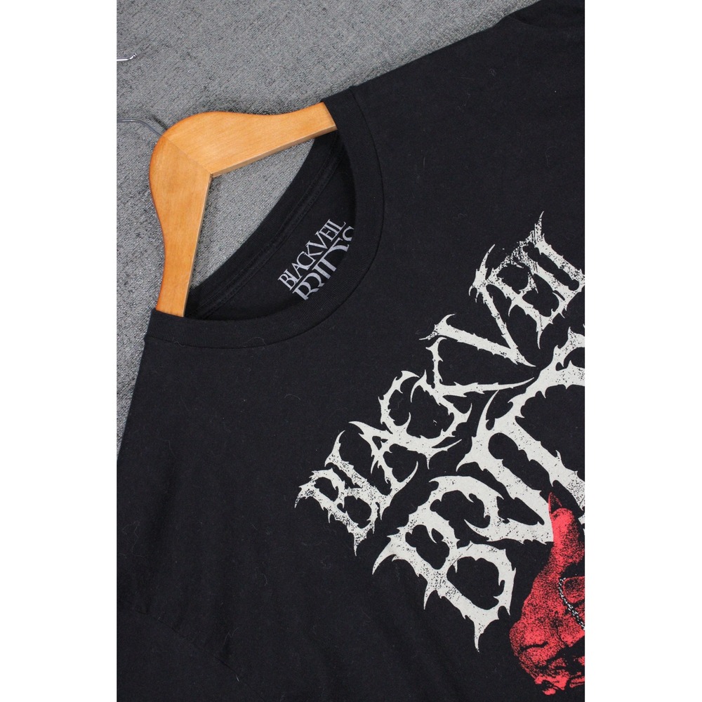Black Veil Brides Band T-Shirt Mens XL Black Graphic Cross Lyrics Cotton Tee
